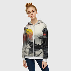 Толстовка на молнии женская Красота Японии, цвет: 3D-белый — фото 2