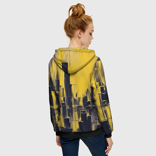 Женская толстовка на молнии Большой нарисованный город / 3D-Черный – фото 4