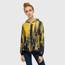 Толстовка на молнии женская Большой нарисованный город, цвет: 3D-черный — фото 2