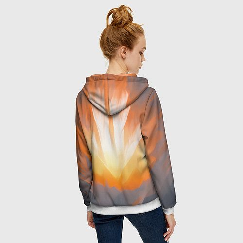 Женская толстовка на молнии Нарисованная огненная лиса / 3D-Белый – фото 4