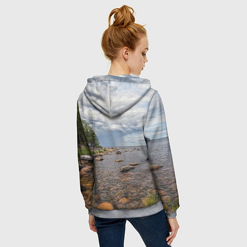 Женская толстовка на молнии Лодка на Ладоге / 3D-Меланж – фото 4