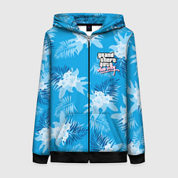 Толстовка на молнии женская Цветочный паттерн - GTA vice city, цвет: 3D-черный