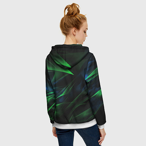 Женская толстовка на молнии Dark green background / 3D-Белый – фото 4