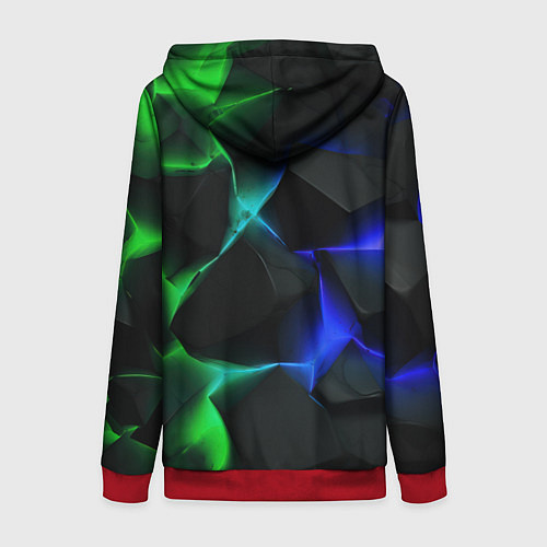 Женская толстовка на молнии Синие и зеленые плиты / 3D-Красный – фото 2