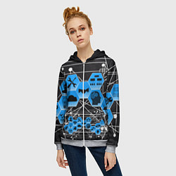 Толстовка на молнии женская Виртуальный мир, цвет: 3D-меланж — фото 2