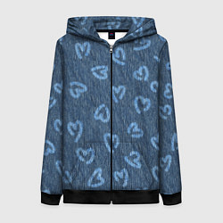 Женская толстовка на молнии Hearts on denim