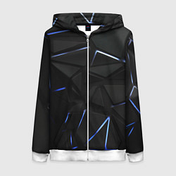 Толстовка на молнии женская Black texture neon line, цвет: 3D-белый