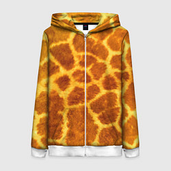 Толстовка на молнии женская Шкура жирафа - текстура, цвет: 3D-белый
