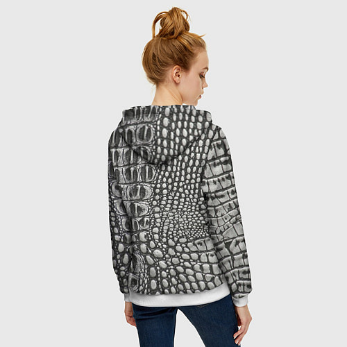 Женская толстовка на молнии Кожа крокодила - текстура / 3D-Белый – фото 4