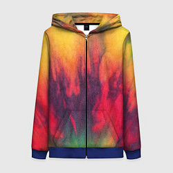 Толстовка на молнии женская Огненный тай дай, цвет: 3D-синий