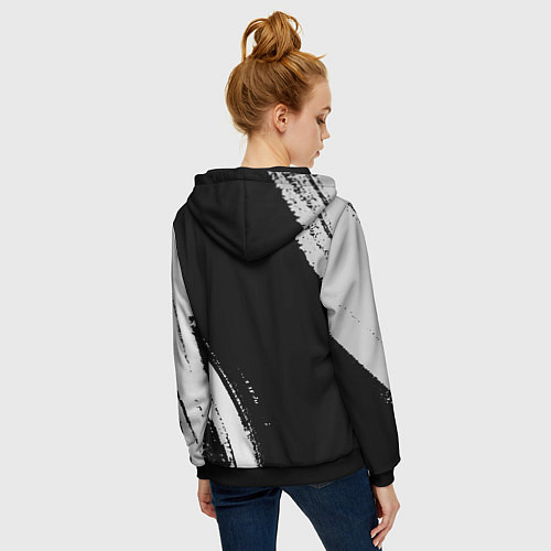 Женская толстовка на молнии Гольфист из России и герб РФ: надпись, символ / 3D-Черный – фото 4