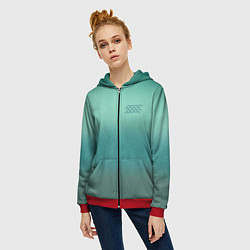 Толстовка на молнии женская Бирюзовый цвет морской волны, цвет: 3D-красный — фото 2