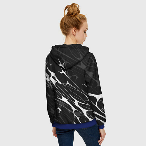 Женская толстовка на молнии Volkswagen - острые линии / 3D-Синий – фото 4