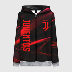 Женская толстовка на молнии Juventus black red logo