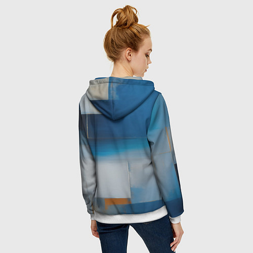 Женская толстовка на молнии Синяя палитра / 3D-Белый – фото 4