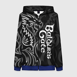 Толстовка на молнии женская Балдурс гейт 3 - черный дракон, цвет: 3D-синий