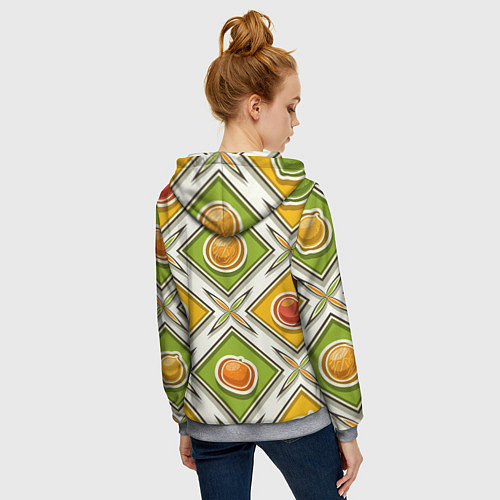 Женская толстовка на молнии Fruits and berries pattern / 3D-Меланж – фото 4
