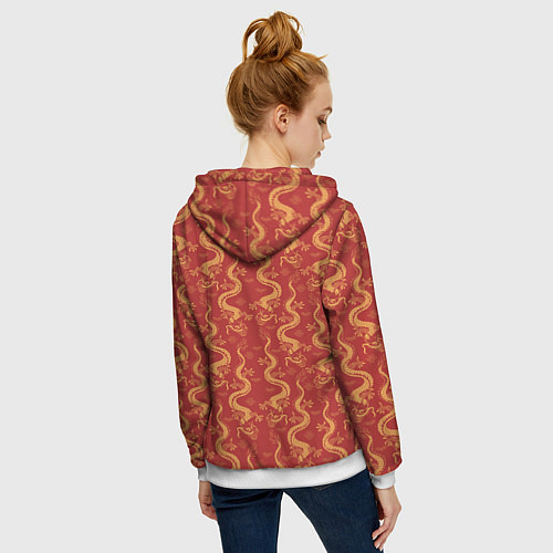 Женская толстовка на молнии Символ года дракон / 3D-Белый – фото 4