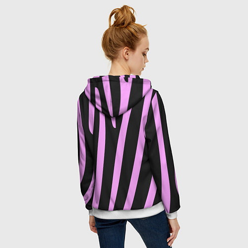 Женская толстовка на молнии Полосы розовой зебры / 3D-Белый – фото 4