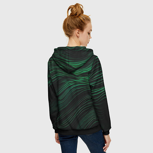 Женская толстовка на молнии Dark green texture / 3D-Черный – фото 4