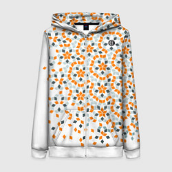 Женская толстовка на молнии Плитки Пенроуза в оранжево серой палитре