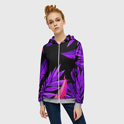 Толстовка на молнии женская Floral composition - neon, цвет: 3D-меланж — фото 2