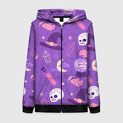 Толстовка на молнии женская Ведьмин узор, цвет: 3D-черный