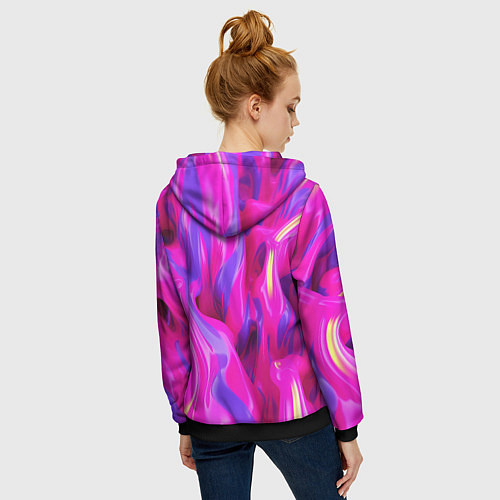 Женская толстовка на молнии Pink blue texture / 3D-Черный – фото 4
