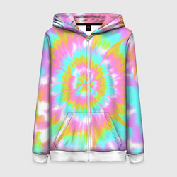 Толстовка на молнии женская Tie-Dye кислотный в стиле барби, цвет: 3D-белый