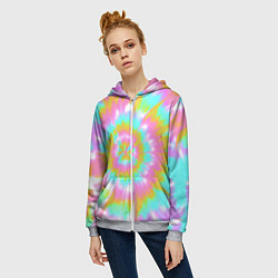 Толстовка на молнии женская Tie-Dye кислотный в стиле барби, цвет: 3D-меланж — фото 2