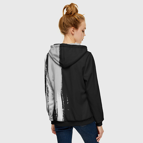 Женская толстовка на молнии Бейсболист из России и герб РФ: по-вертикали / 3D-Черный – фото 4