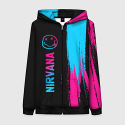 Толстовка на молнии женская Nirvana - neon gradient: по-вертикали, цвет: 3D-черный