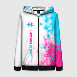 Толстовка на молнии женская Dead by Daylight neon gradient style: по-вертикали, цвет: 3D-черный