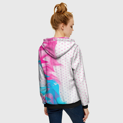 Женская толстовка на молнии Jaguar neon gradient style: по-вертикали / 3D-Черный – фото 4