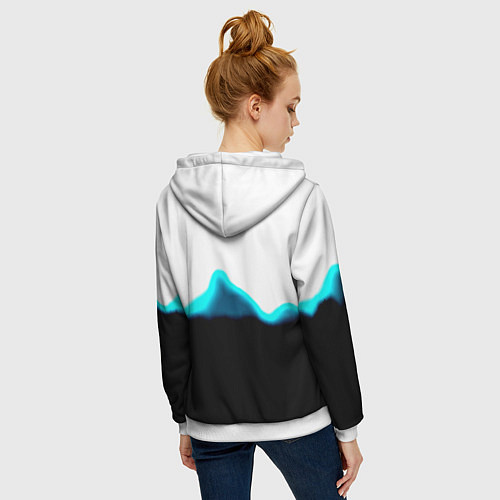 Женская толстовка на молнии Герб РФ синяя волна / 3D-Белый – фото 4