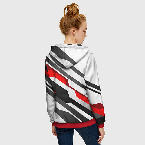 Женская толстовка на молнии Mass effect - white uniform n7 / 3D-Красный – фото 4