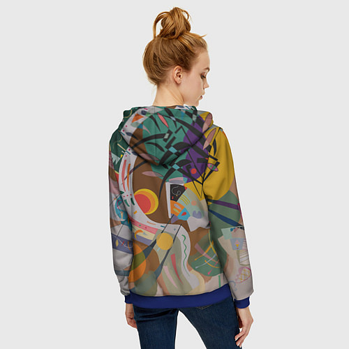 Женская толстовка на молнии Искусство Кандинского - Доминирующая кривая / 3D-Синий – фото 4