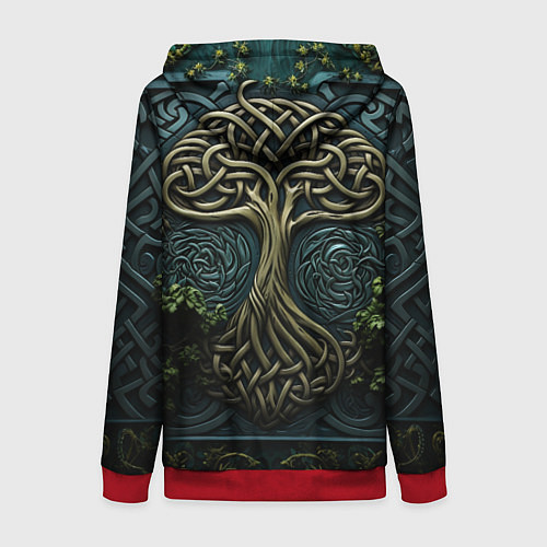 Женская толстовка на молнии Дерево друидов / 3D-Красный – фото 2