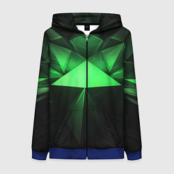Женская толстовка на молнии Яркая зеленая геометрия