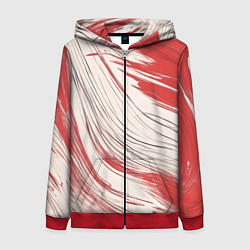 Толстовка на молнии женская Абстракция красно-белая, цвет: 3D-красный