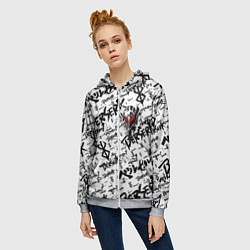 Толстовка на молнии женская Berserk tattoo mask, цвет: 3D-меланж — фото 2