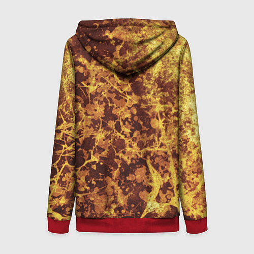 Женская толстовка на молнии Абстракция - желтый антрацит / 3D-Красный – фото 2