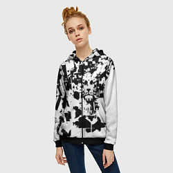 Толстовка на молнии женская Морда льва - абстракция, цвет: 3D-черный — фото 2