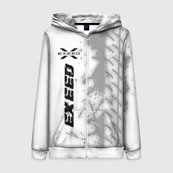 Женская толстовка на молнии Exeed speed на светлом фоне со следами шин по-верт
