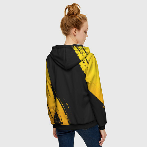 Женская толстовка на молнии Forza Horizon - gold gradient вертикально / 3D-Черный – фото 4