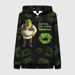 Толстовка на молнии женская Shrexy Shrek, цвет: 3D-черный
