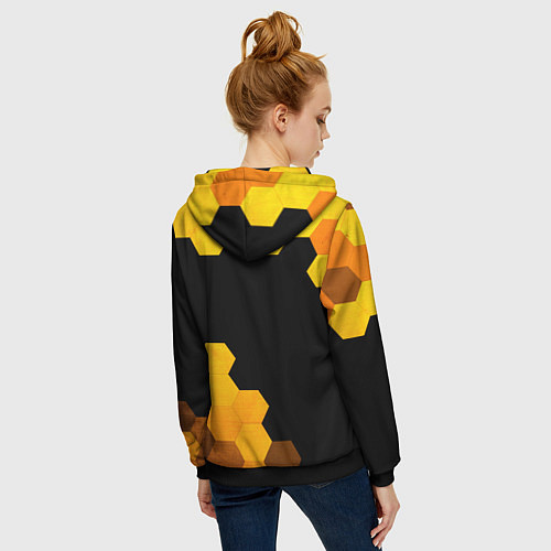 Женская толстовка на молнии Fortnite - gold gradient вертикально / 3D-Черный – фото 4