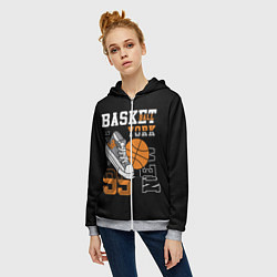 Толстовка на молнии женская Basketball New York, цвет: 3D-меланж — фото 2