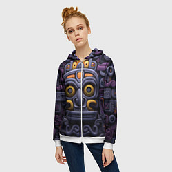 Толстовка на молнии женская Орнамент в стиле ацтеков, цвет: 3D-белый — фото 2