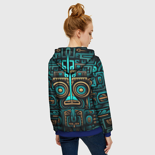 Женская толстовка на молнии Орнамент в ацтекском стиле / 3D-Синий – фото 4